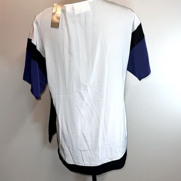 NWT Chico’s Color Block NYNA tunic top 3/4 Sleeve White, Blue, Black Sz 0 XS - Picture 4 of 7